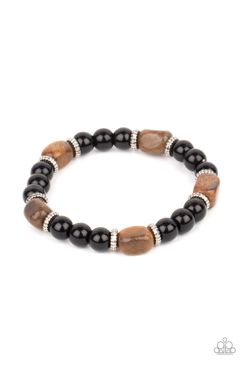 Paparazzi Accessories-Unity Glassy Black and Tiger's Eye Men's Bracelet