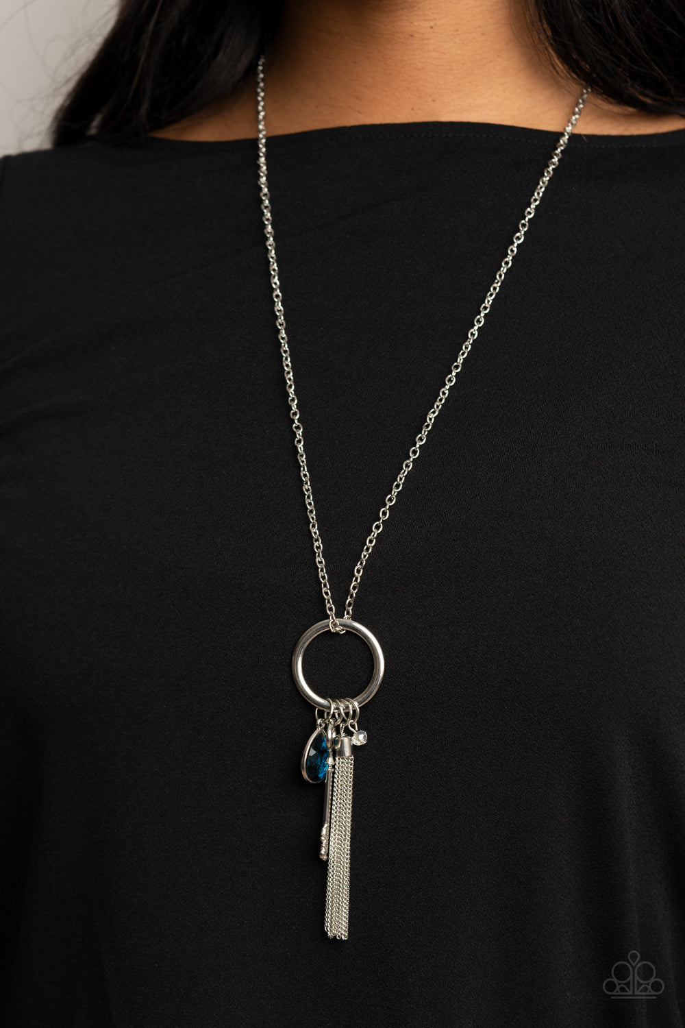Paparazzi Accessories-Unlock Your Sparkle Blue Crystal Gem Necklace Set