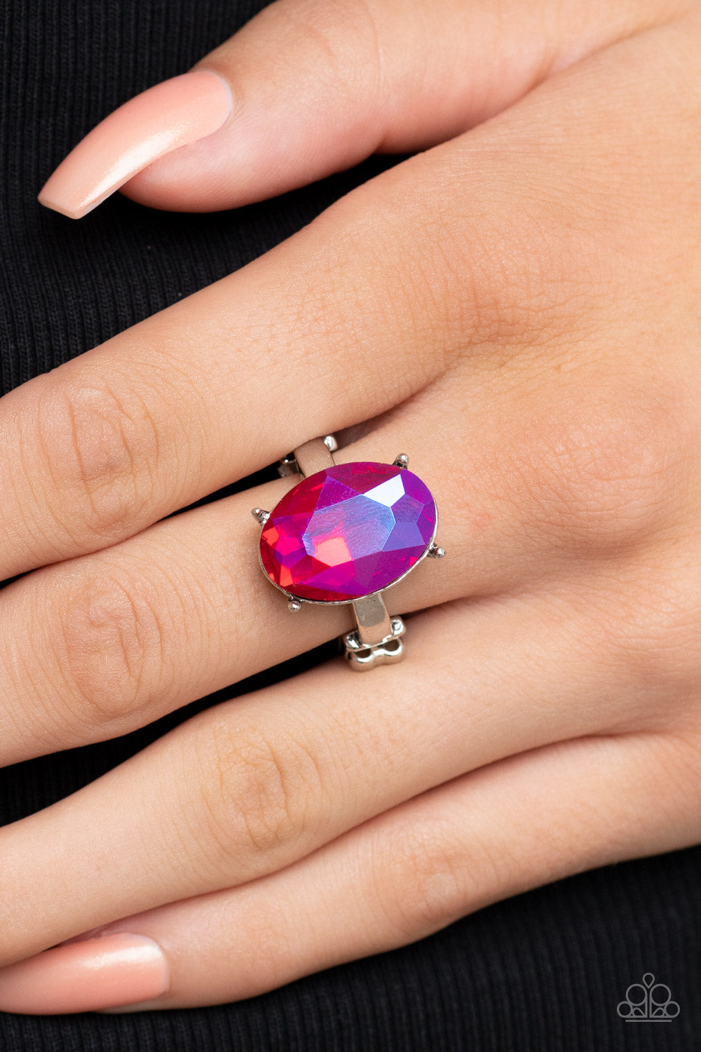 Paparazzi Accessories-Updated Dazzle Pink Iridescent Centerpiece Ring