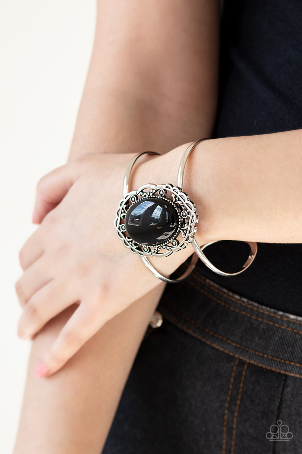 Paparazzi Accessories-Vibrantly Vibrant Black Cuff Bracelet
