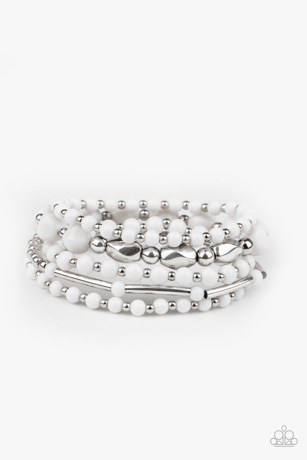 Paparazzi Accessories-Vibrantly Vintage White Bracelet