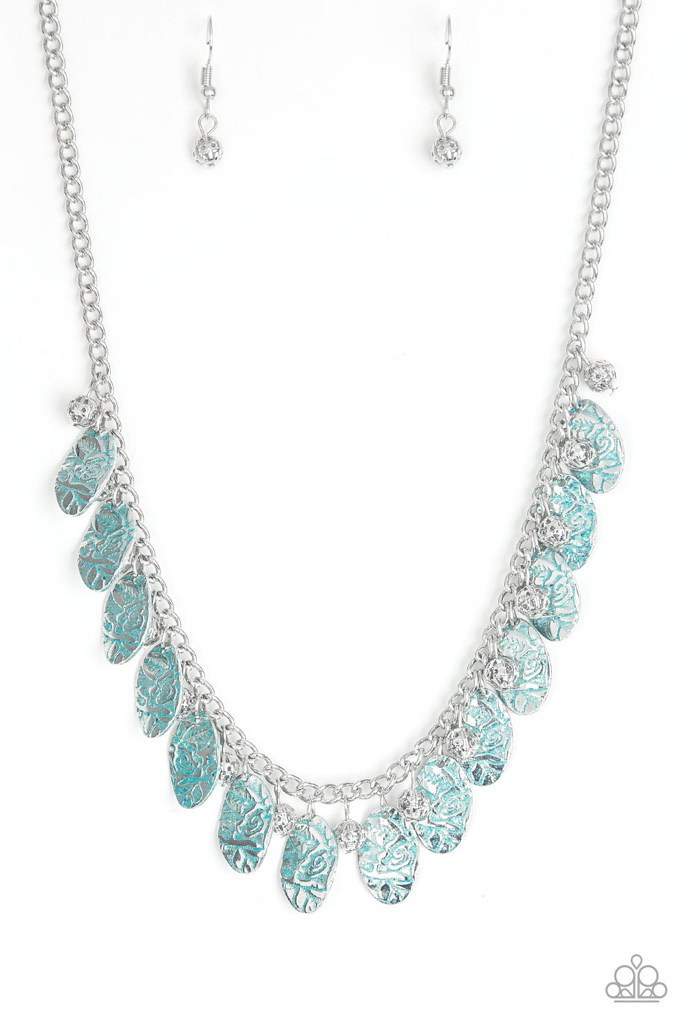 Paparazzi Accessories-Vintage Gardens Blue Necklace Set