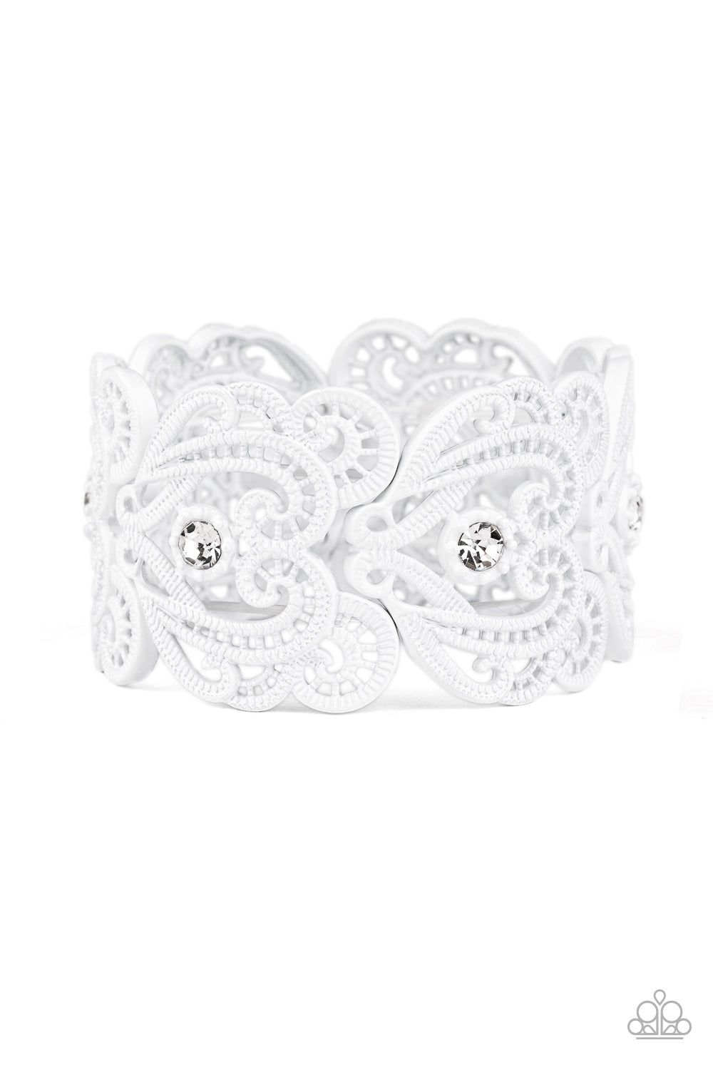 Paparazzi Accessories-Vintage Romance White Lacy Bracelet