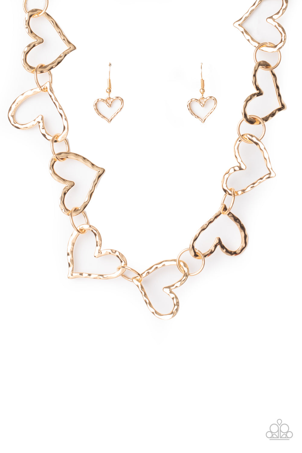 Paparazzi Accessories-Vintagely Valentine Gold Heart Necklace Set