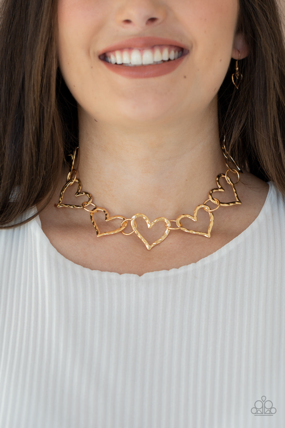 Paparazzi Accessories-Vintagely Valentine Gold Heart Necklace Set
