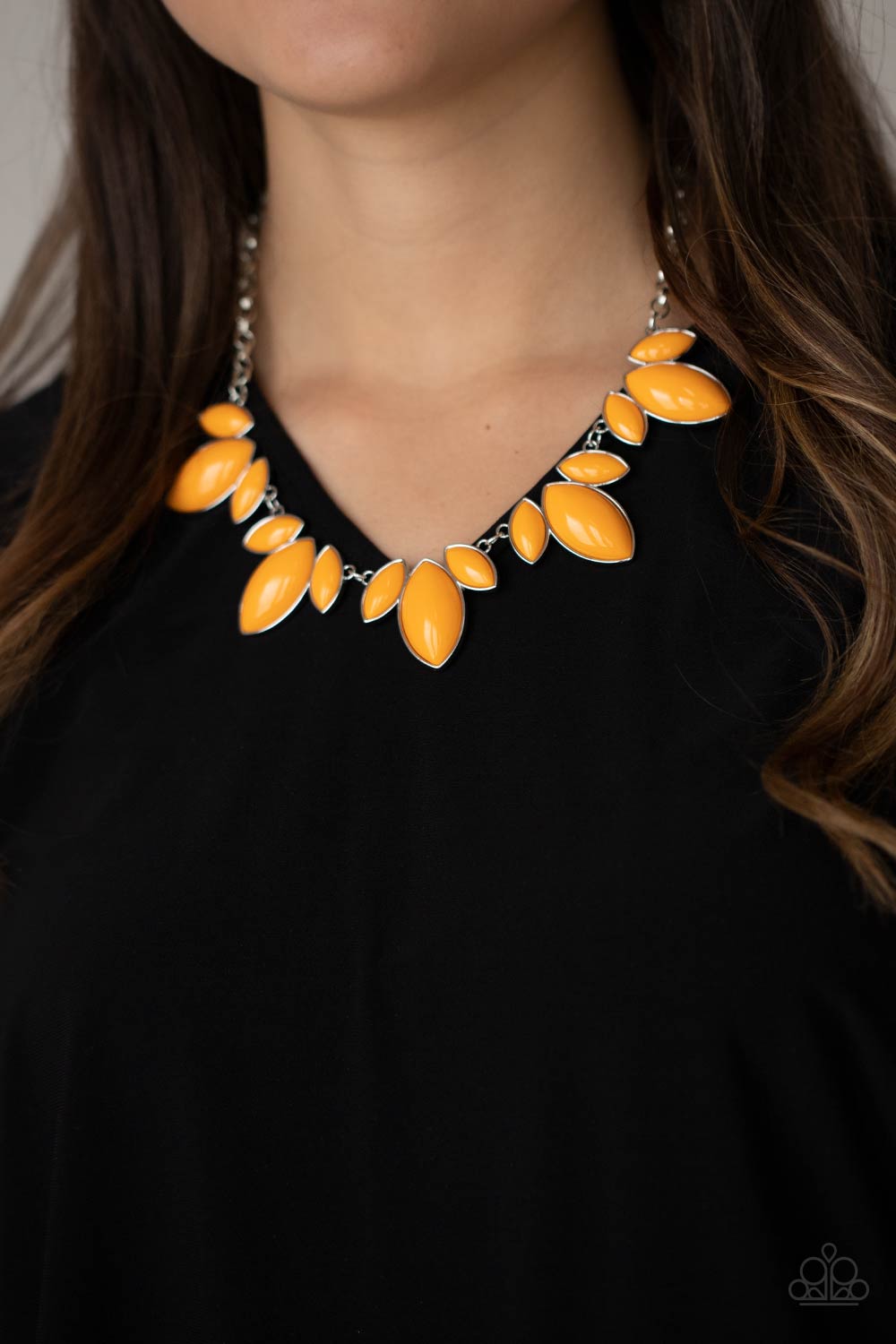 Paparazzi Accessories-Viva La Vacation Orange Marquise Necklace Set