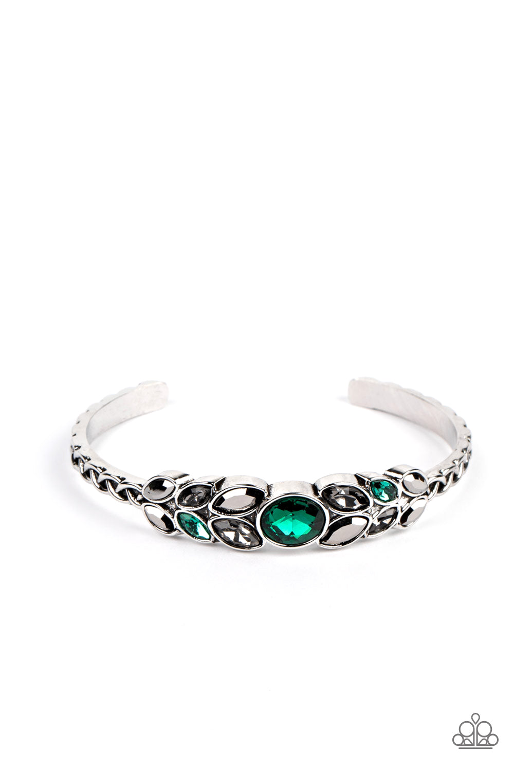 Paparazzi Accessories-Vogue Vineyard Green/Smoky Leafy Cuff Bracelet
