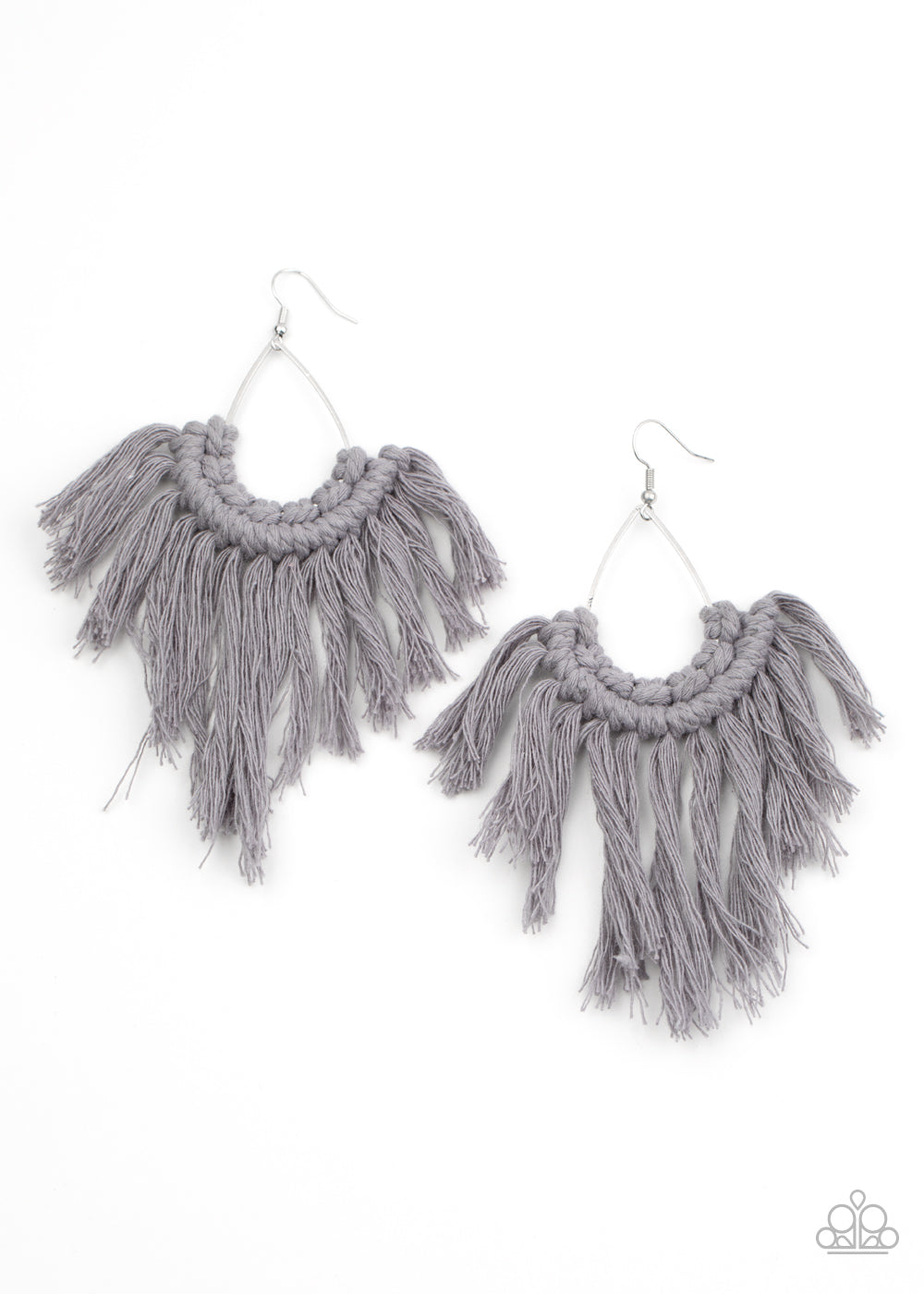 Paparazzi Accessories-Wanna Piece of MACRAME? Silver Earrings