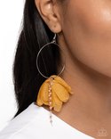 Paparazzi Accessories-Perennial Perspective Yellow Tulle Petal Earrings