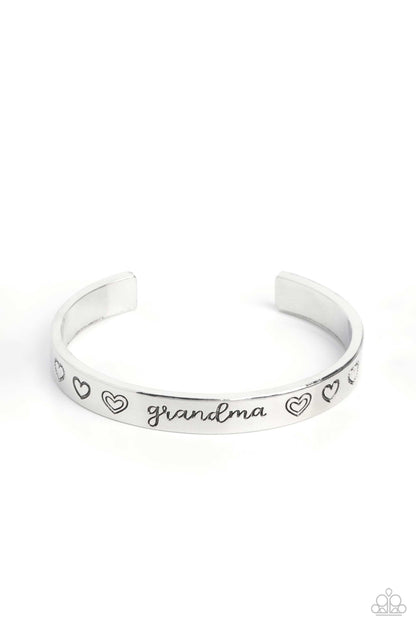 Paparazzi Accessories-Promoted To Grandma Silver Engraved Necklace Set