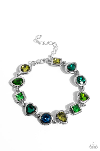 Paparazzi Accessories-Actively Abstract Green Teardrop Heart Bracelet