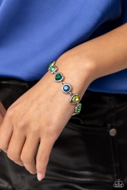 Paparazzi Accessories-Actively Abstract Green Teardrop Heart Bracelet