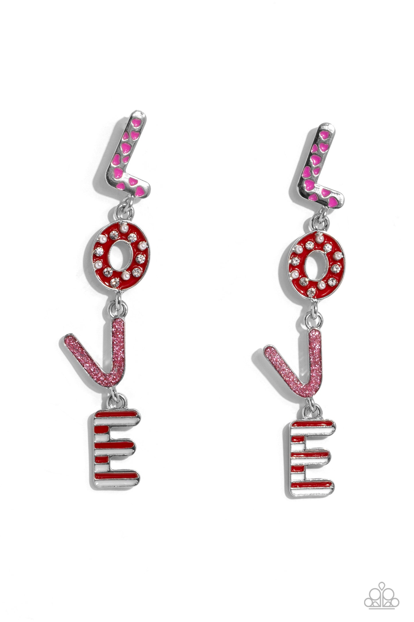 Paparazzi Accessories-Admirable Assortment Pink LOVE Valentine Earrings