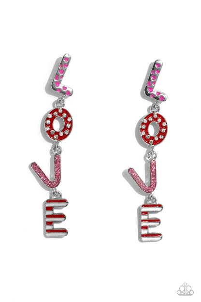 Paparazzi Accessories-Admirable Assortment Pink LOVE Valentine Earrings