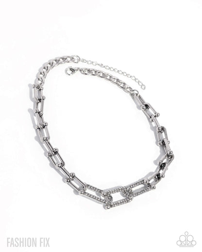 Paparazzi Accessories-Adorably Amped Up Silver Chain Link FF Necklace Set