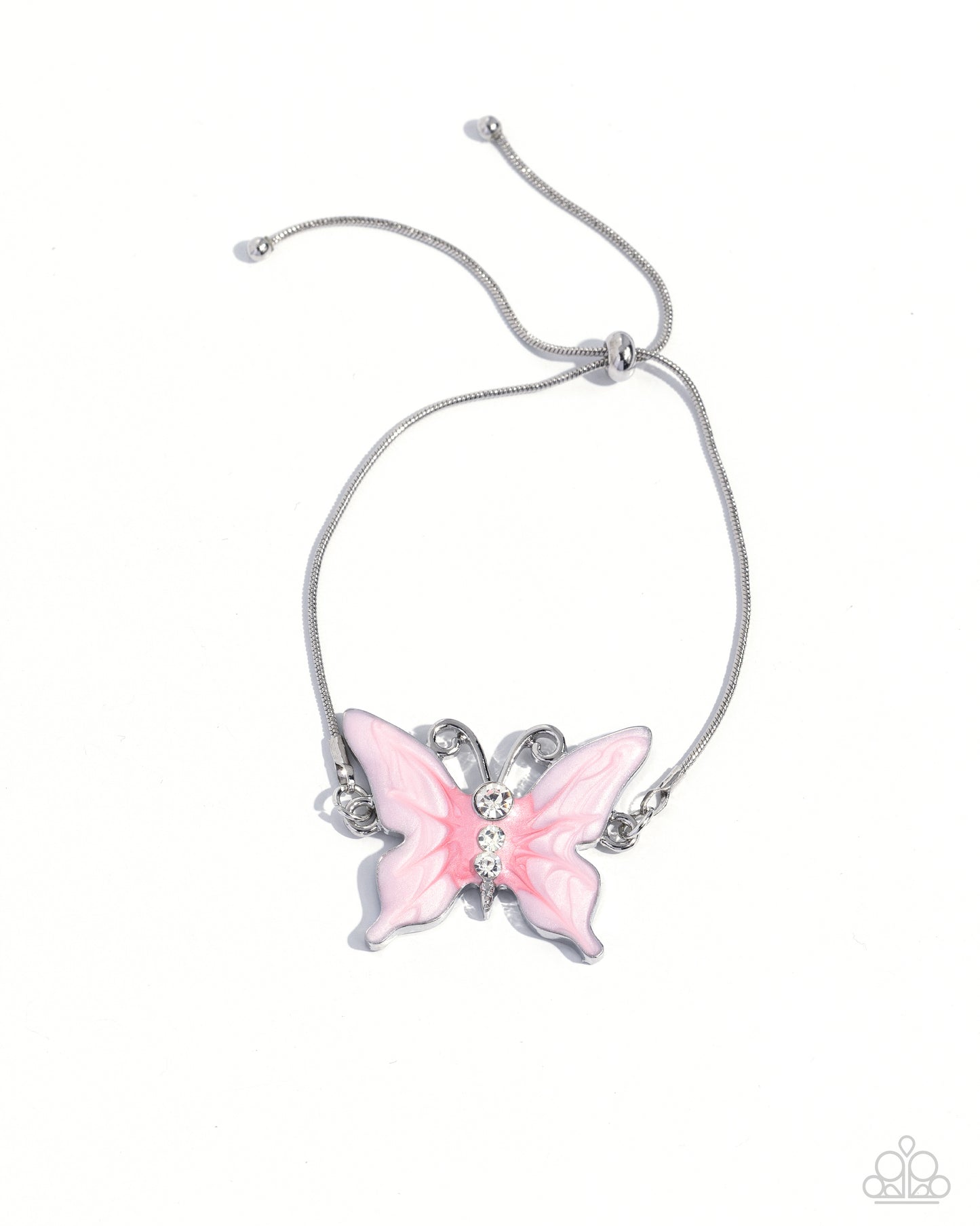 Paparazzi Accessories-Aerial Adornment Pink Painted Butterfly Bracelet