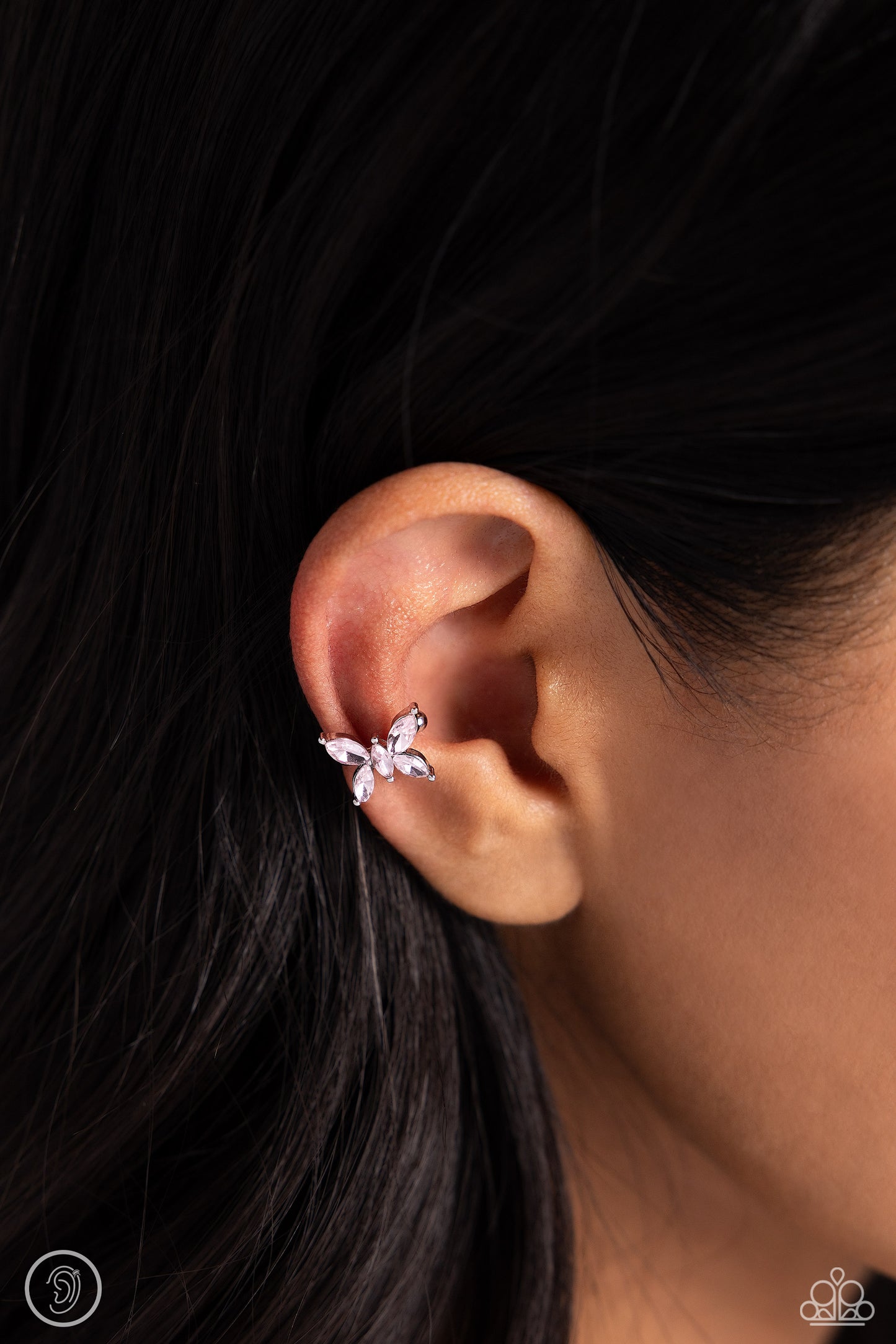 Paparazzi Accessories-Aerial Advancement Pink Butterfly Ear Cuff