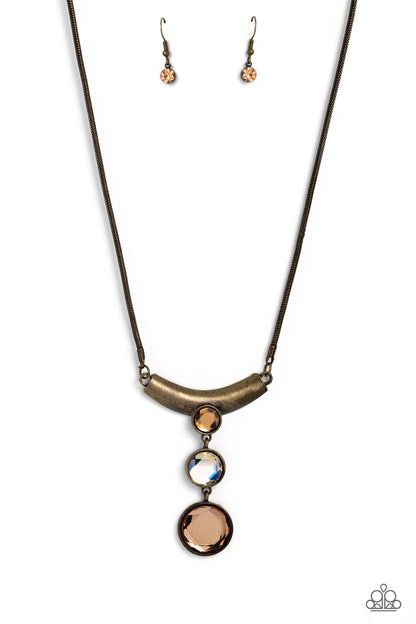 Paparazzi Accessories-Alluring Andante Brass Three Gem Necklace Set