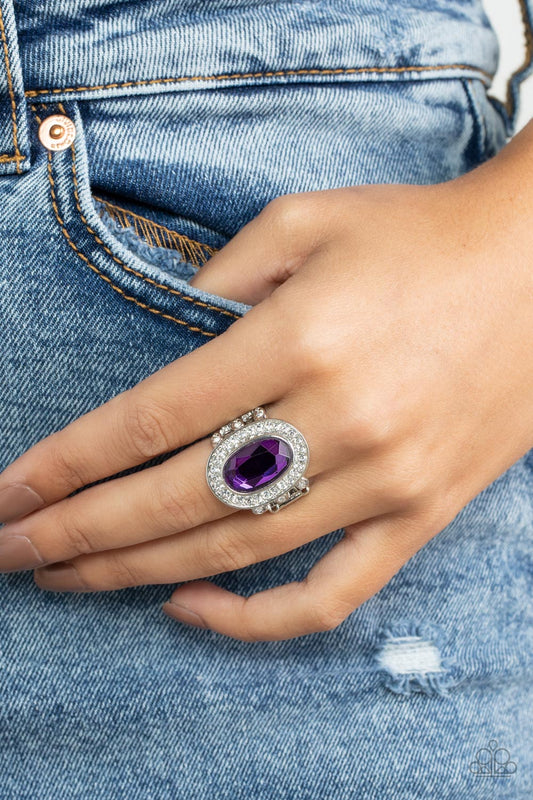 Paparazzi Accessories-Always OVAL-achieving Purple Oversize Gem Ring