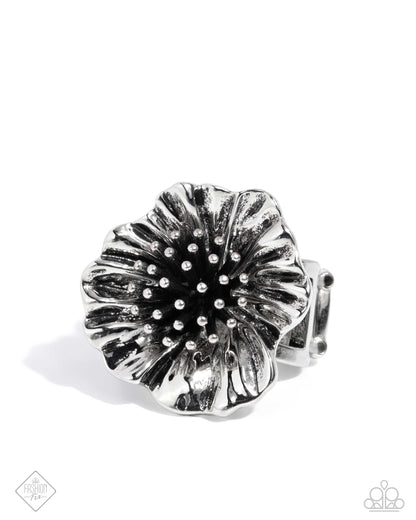 Paparazzi Accessories-Antique Adornment Silver Studded Petal Ring