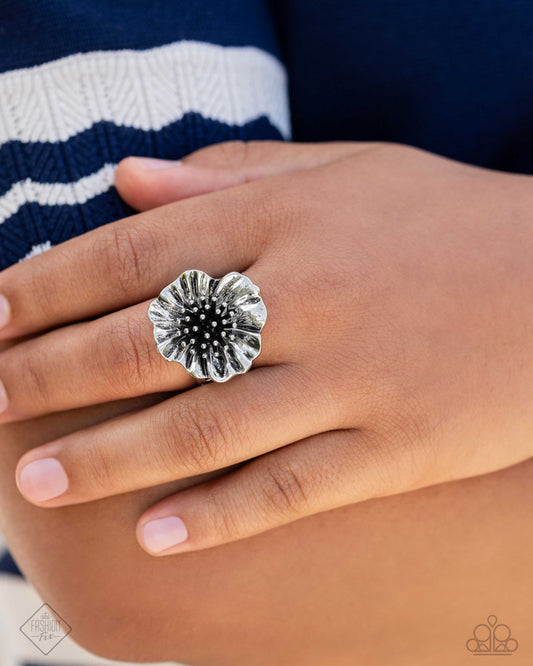 Paparazzi Accessories-Antique Adornment Silver Studded Petal Ring