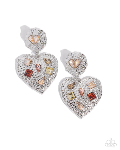 Paparazzi Accessories-Antiquated Allure Brown Teardrop Heart Earrings