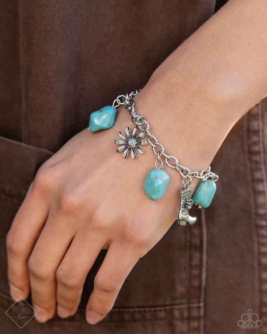 Paparazzi Accessories-Badlands Beau Blue Turquoise Western Bracelet