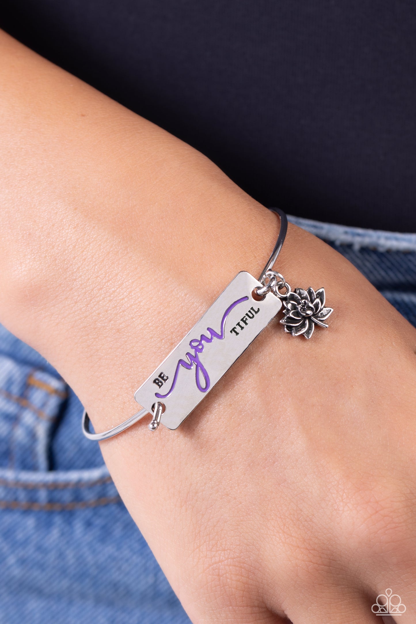 Paparazzi Accessories-BeYOUtiFul Bliss Purple Lotus Charm Bracelet