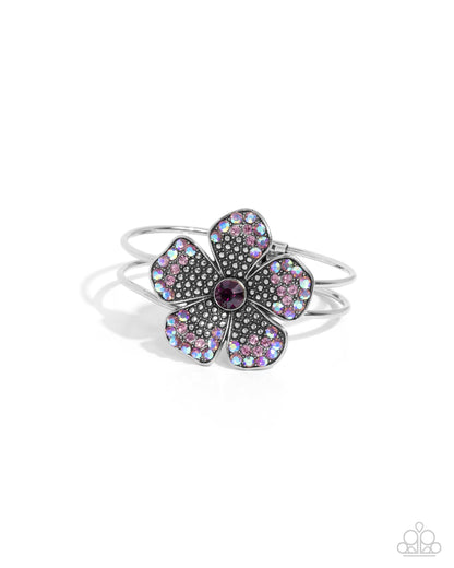 Paparazzi Accessories-Bedazzled Bloom Purple Iridescent Floral Bracelet