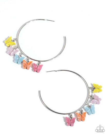 Paparazzi Accessories-Bemusing Butterflies Multi Color Butterfly Earrings