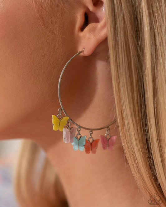 Paparazzi Accessories-Bemusing Butterflies Multi Color Butterfly Earrings