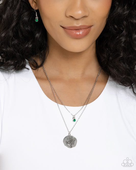 Paparazzi Accessories-Birthstone Beauty Green Inspirational Necklace Set