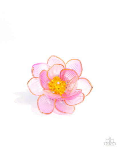 Paparazzi Accessories-Blatant Bloom Pink 3-D Floral Motif Ring