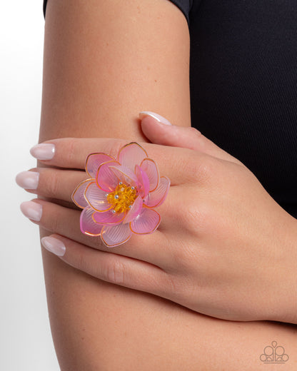 Paparazzi Accessories-Blatant Bloom Pink 3-D Floral Motif Ring