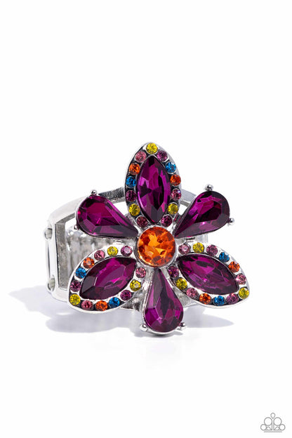 Paparazzi Accessories-Blazing Blooms Multi Flower Teardrop LOTP Ring