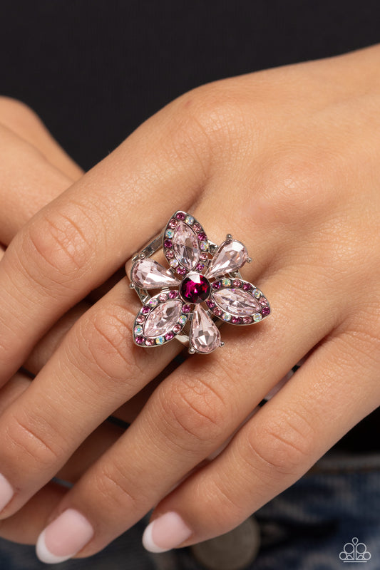 Paparazzi Accessories-Blazing Blooms Pink Iridescent Petals Ring