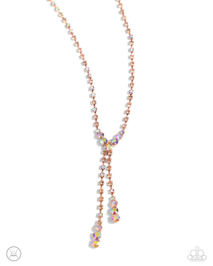 Paparazzi Accessories-Blinding Balance Copper Glittery Necklace Set