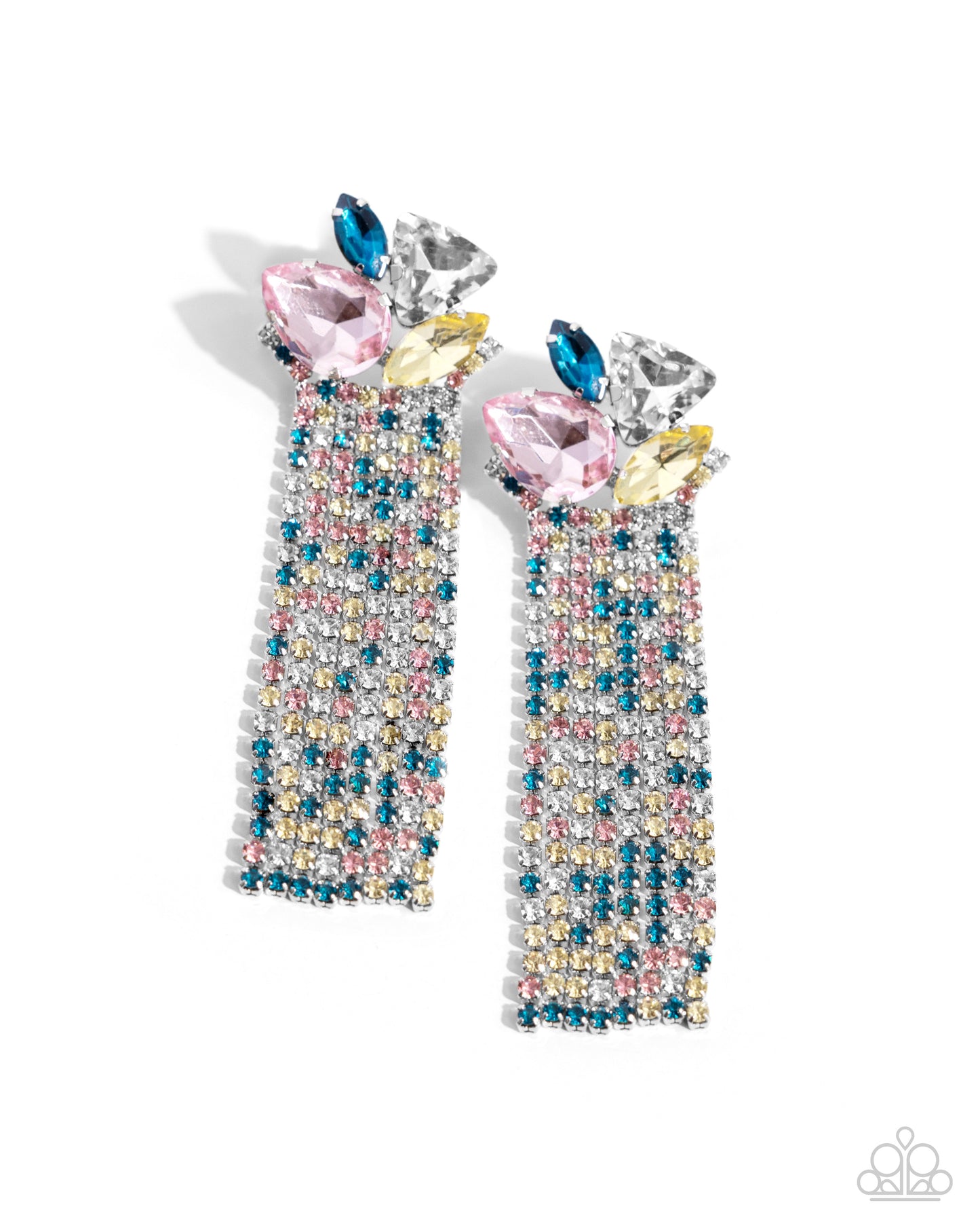 Paparazzi Accessories-Blinding Blend Multi Rhinestone Fringe Earrings