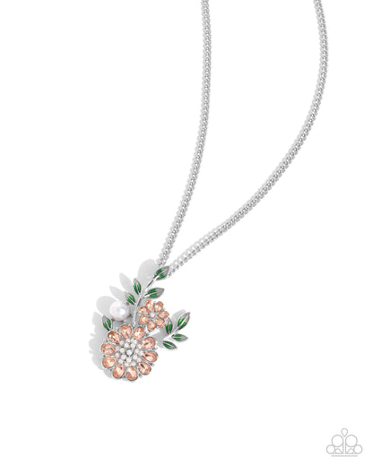 Paparazzi Accessories-Botanical Bunch Orange Teardrop Necklace Set