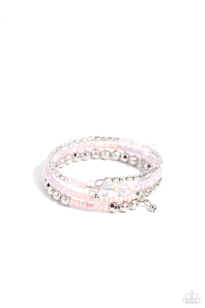 Paparazzi Accessories-Boundless Behavior Pink Butterfly Bead Bracelet