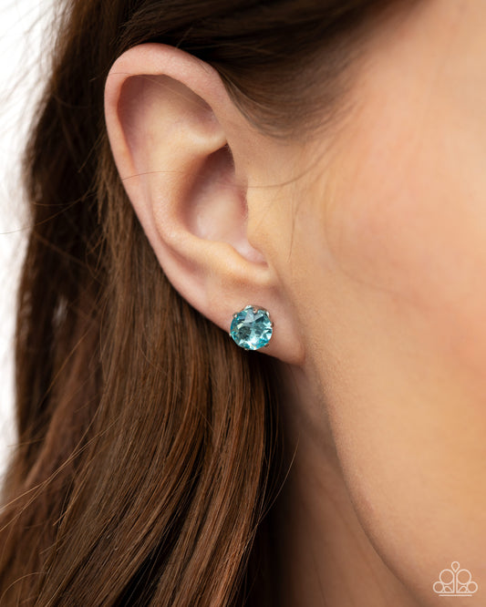 Paparazzi Accessories-Breathtaking Birthstone Blue Rhinestone Earrings