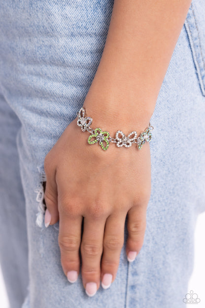 Paparazzi Accessories-Butterfly Belongings Green Whimsical Bracelet