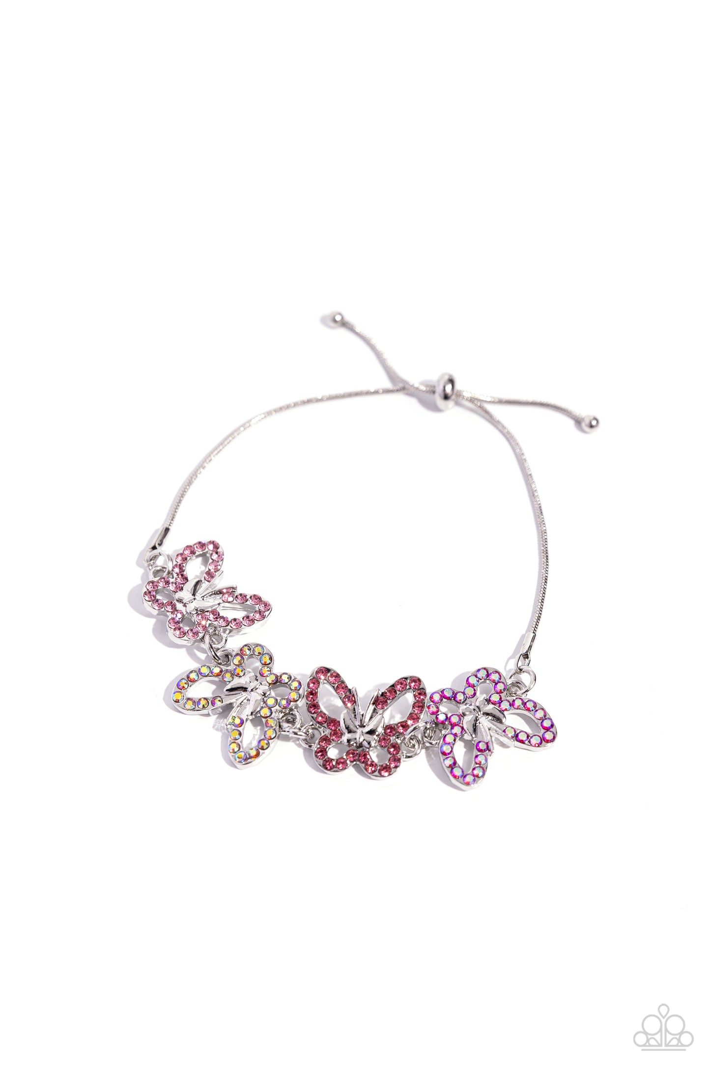 Paparazzi Accessories-Butterfly Belongings Pink Iridescent Bracelet