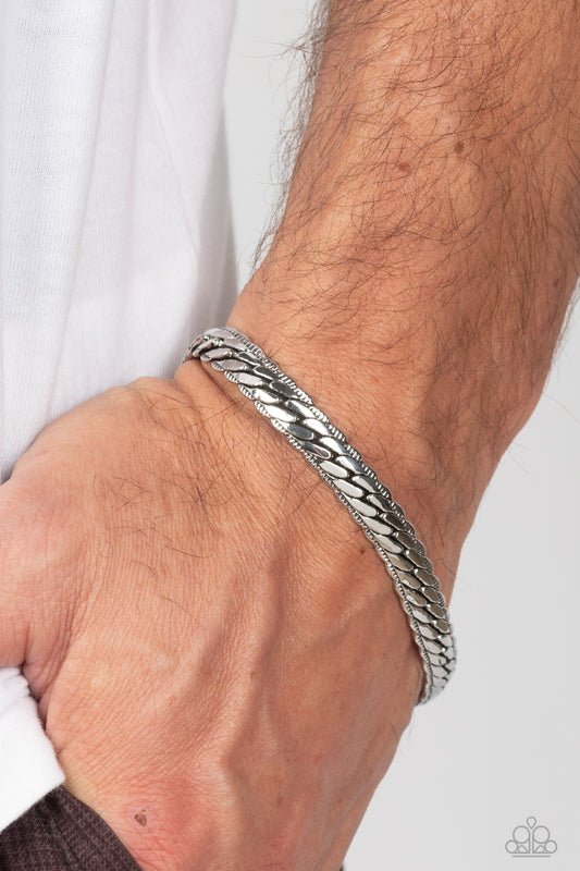 Paparazzi Accessories-Cargo Couture Silver High-Sheen Men's Bracelet