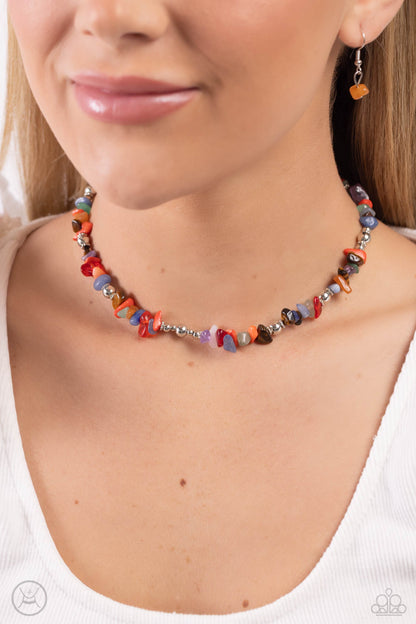 Paparazzi Accessories-Carved Confidence Multicolored Stones Choker Set