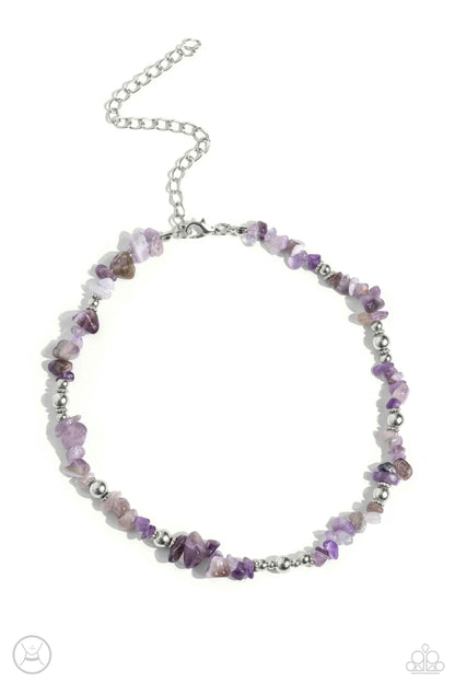 Paparazzi Accessories-Carved Confidence Purple Stone Choker Set