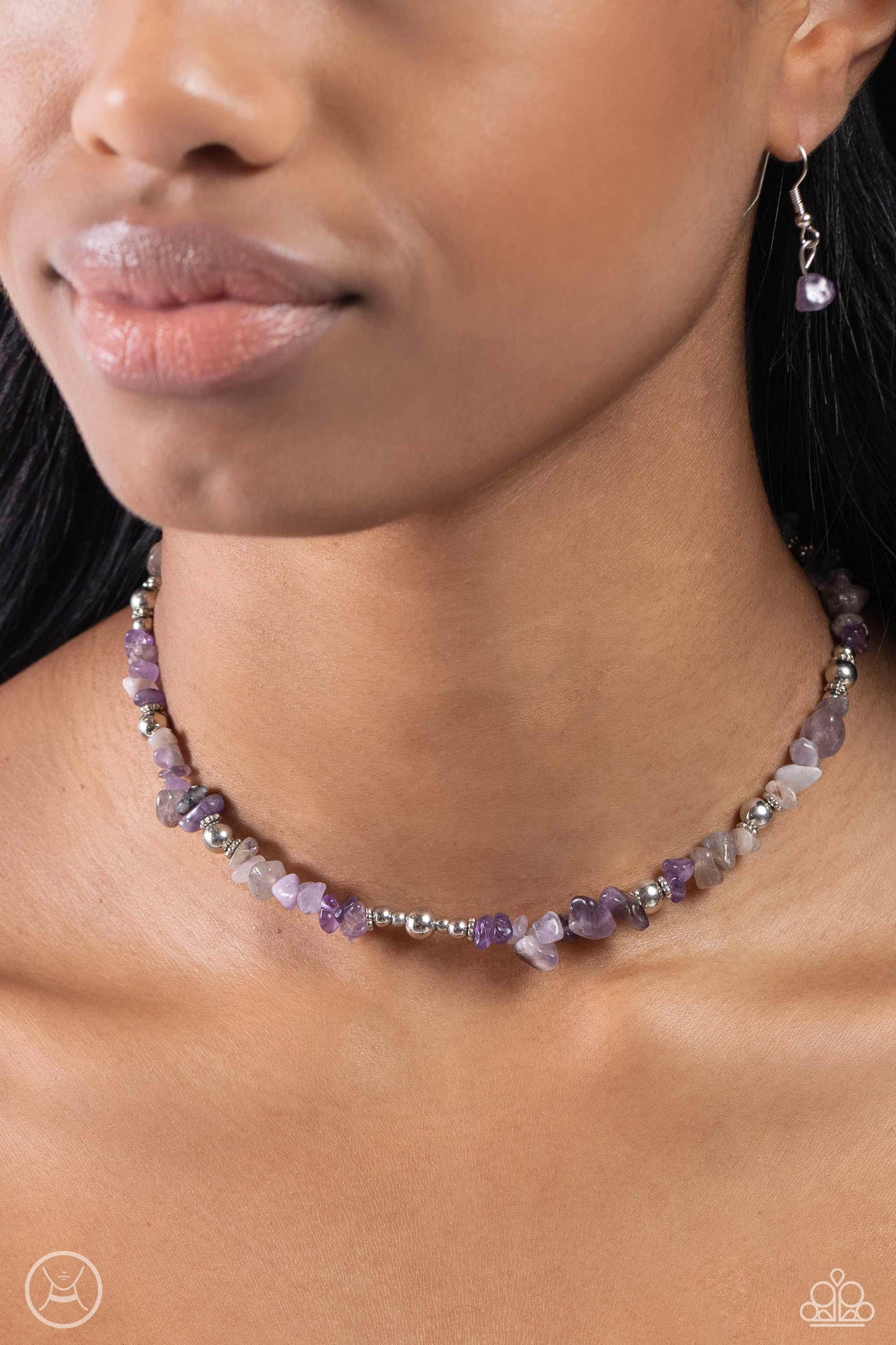 Paparazzi Accessories-Carved Confidence Purple Stone Choker Set