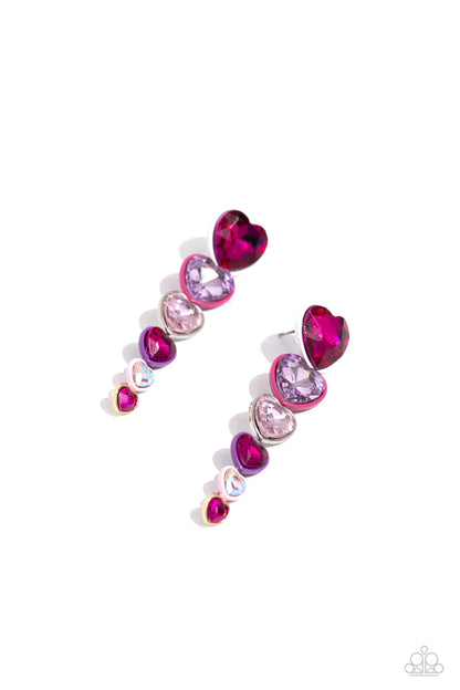 Paparazzi Accessories Cascading Casanova Multi Iridescent Heart Earrings