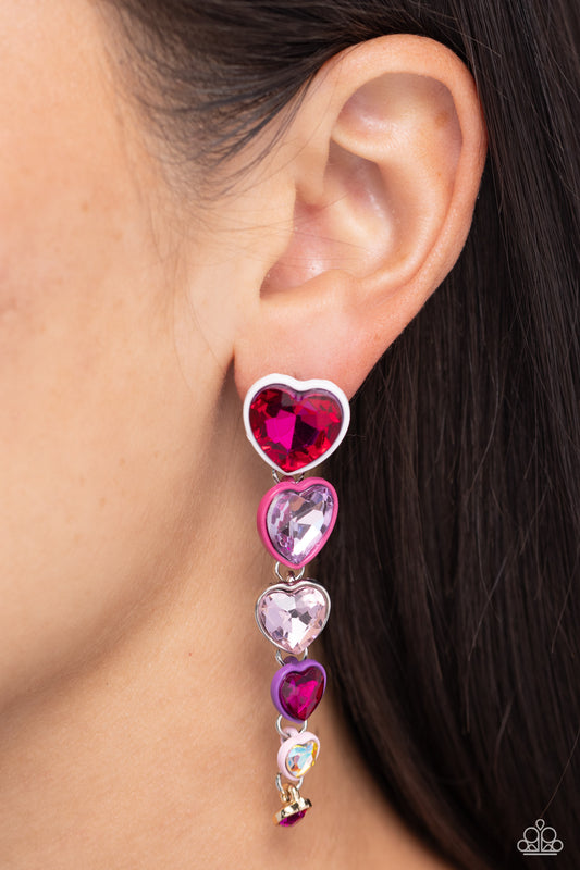 Paparazzi Accessories Cascading Casanova Multi Iridescent Heart Earrings
