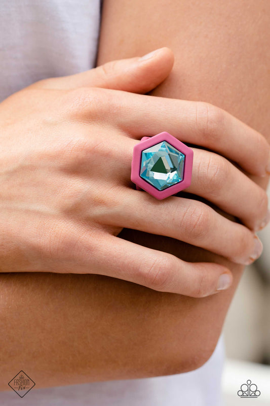 Paparazzi Accessories-Changing Class Pink Hexagon July 2023 FF Ring